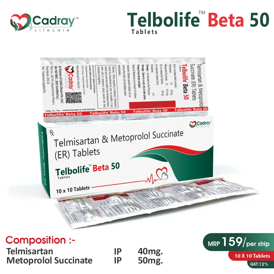 Telmisartan 40mg + Metoprolol SR 50mg | Cardiac Care | Best Price for PCD Pharma Franchise